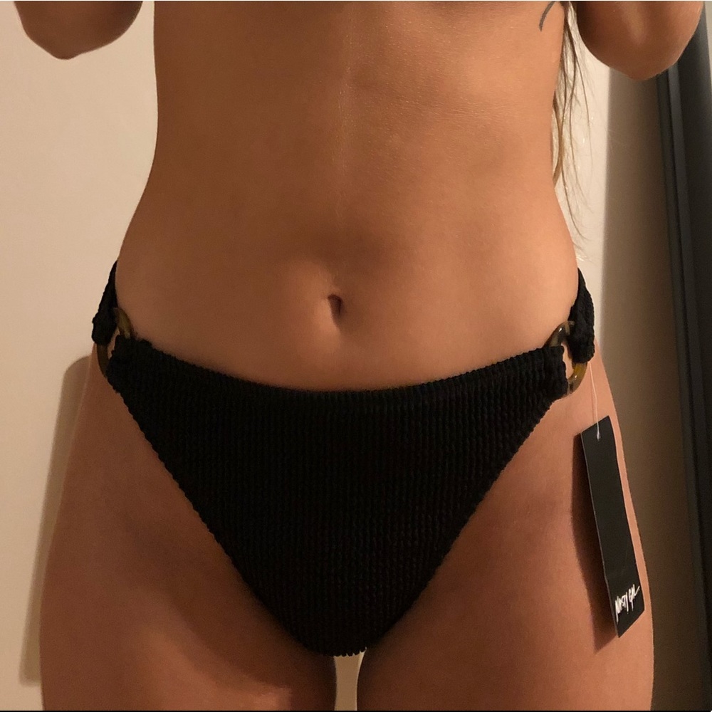 NWT black bikini bottoms, high cut